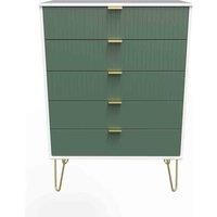 Welcome Furniture Ready Assembled Linear 5 Drawer Chest In Labrador Green & White