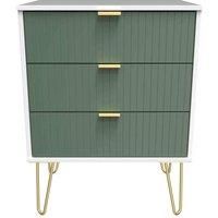 Welcome Furniture Ready Assembled Linear 3 Drawer Chest In Labrador Green & White