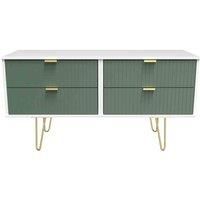 Welcome Furniture Ready Assembled Linear 4 Drawer Bed Box In Labrador Green & White