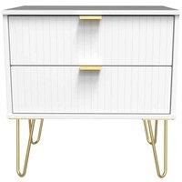 Welcome Furniture Ready Assembled Linear 2 Drawer Side Table In White Matt