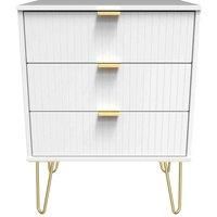 Welcome Furniture Ready Assembled Linear 3 Drawer Midi Sideboard In White Matt