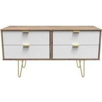 Welcome Furniture Ready Assembled Linear 4 Drawer Bed Box In White Matt & Vintage Oak