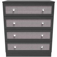 Welcome Furniture Ready Assembled Rattan 4 Drawer Chest In Smooth Black