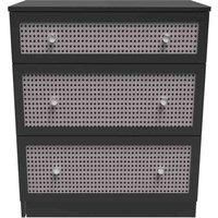 Welcome Furniture Ready Assembled Rattan 3 Drawer Deep Chest In Smooth Black