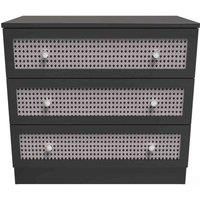 Welcome Furniture Ready Assembled Rattan 3 Drawer Chest In Smooth Black