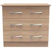 Welcome Furniture Ready Assembled Avon 3 Drawer Chest In Bardolino Oak