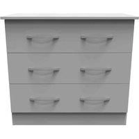 Welcome Furniture Ready Assembled Avon 3 Drawer Chest In Dusk Grey