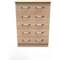 Welcome Furniture Ready Assembled Avon 5 Drawer Chest In Bardolino Oak