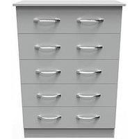 Welcome Furniture Ready Assembled Avon 5 Drawer Chest In Dusk Grey