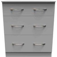 Welcome Furniture Ready Assembled Avon 3 Drawer Deep Chest In Dusk Grey
