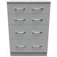Welcome Furniture Ready Assembled Avon 4 Drawer Deep Chest In Dusk Grey