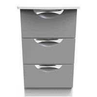 Welcome Furniture Ready Assembled Camden 3 Drawer Bedside Cabinet In Dusk Grey & White