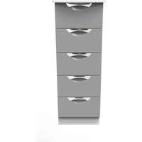 Welcome Furniture Ready Assembled Camden 5 Drawer Tallboy In Dusk Grey & White