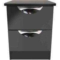 Welcome Furniture Ready Assembled Camden 2 Drawer Bedside Cabinet In Black Gloss