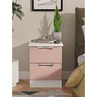 Welcome Furniture Ready Assembled Camden 2 Drawer Bedside In Kobe Pink & White