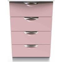 Welcome Furniture Ready Assembled Camden 4 Drawer Midi Chest In Kobe Pink & White