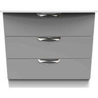 Welcome Furniture Ready Assembled Camden 3 Drawer Chest In Dusk Grey & White