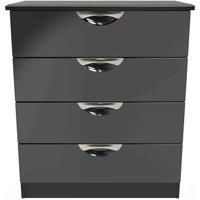 Welcome Furniture Ready Assembled Camden 4 Drawer Chest In Black Gloss