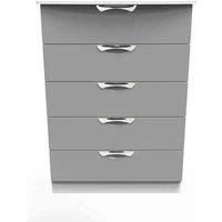 Welcome Furniture Ready Assembled Camden 5 Drawer Chest In Dusk Grey & White