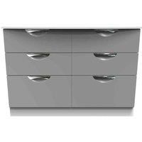 Welcome Furniture Ready Assembled Camden 6 Drawer Wide Chest In Dusk Grey & White