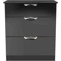 Welcome Furniture Ready Assembled Camden 3 Drawer Deep Chest In Black Gloss
