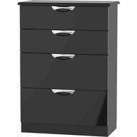 Welcome Furniture Ready Assembled Camden 4 Drawer Deep Chest In Black Gloss