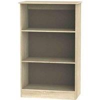 Welcome Furniture Ready Assembled Contrast Bookcase In White Gloss & Bardolino Oak