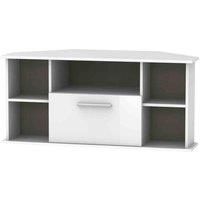 Welcome Furniture Ready Assembled Contrast Corner Tv Unit In White Gloss