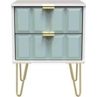 Welcome Furniture Ready Assembled Cube 2 Drawer Bedside Cabinet In Duck Matt & White