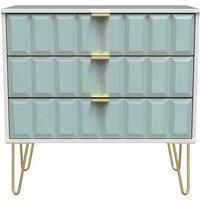 Welcome Furniture Ready Assembled Cube 3 Drawer Chest In Duck Matt & White