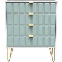 Welcome Furniture Ready Assembled Cube 4 Drawer Chest In Duck Matt & White
