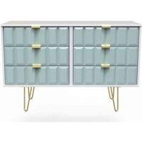 Welcome Furniture Ready Assembled Cube 6 Drawer Chest In Duck Matt & White