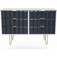 Welcome Furniture Ready Assembled Cube 6 Drawer Chest In Indigo Matt & White