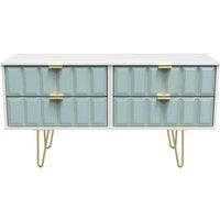 Welcome Furniture Ready Assembled Cube 4 Drawer Bed Box In Duck Matt & White