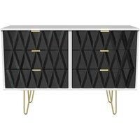 Welcome Furniture Ready Assembled Diamond 6 Drawer Chest In Deep Black & White