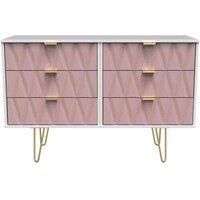 Welcome Furniture Ready Assembled Diamond 6 Drawer Chest In Kobe Pink & White