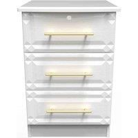 Welcome Furniture Ready Assembled Faye 3 Drawer Bedside Cabinet - Lockable In White Ash