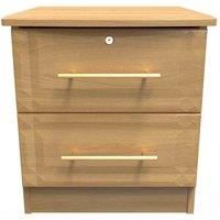Welcome Furniture Ready Assembled Faye 2 Drawer Bedside Cabinet - Lockable In Modern Oak