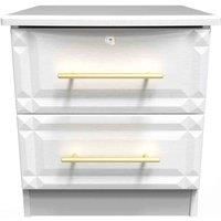 Welcome Furniture Ready Assembled Faye 2 Drawer Bedside Cabinet - Lockable In White Ash
