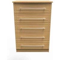 Welcome Furniture Ready Assembled Faye 5 Drawer Chest In Modern Oak
