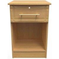 Welcome Furniture Ready Assembled Faye 1 Drawer Bedside Cabinet - Lockable In Modern Oak