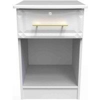 Welcome Furniture Ready Assembled Faye 1 Drawer Bedside Cabinet - Lockable In White Ash