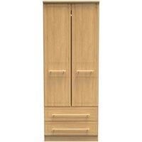 Welcome Furniture Ready Assembled Faye 2 Door 2 Drawer Wardrobe With Shelf & Hanging Rail In Modern Oak