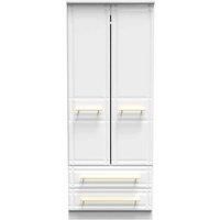 Welcome Furniture Ready Assembled Faye 2 Door 2 Drawer Wardrobe With Shelf & Hanging Rail In White Ash