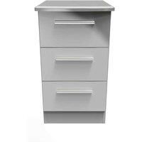 Welcome Furniture Ready Assembled Knightsbridge 3 Drawer Bedside Cabinet In Grey Gloss