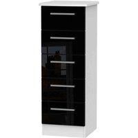 Welcome Furniture Ready Assembled Knightsbridge 5 Drawer Tallboy In Black Gloss & White