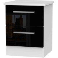 Welcome Furniture Ready Assembled Knightsbridge 2 Drawer Bedside Cabinet In Black Gloss & White