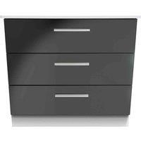 Welcome Furniture Ready Assembled Knightsbridge 3 Drawer Chest In Black Gloss & White