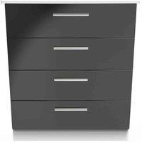 Welcome Furniture Ready Assembled Knightsbridge 4 Drawer Chest In Black Gloss & White