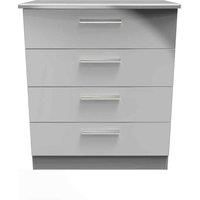 Welcome Furniture Ready Assembled Knightsbridge 4 Drawer Chest In Grey Gloss